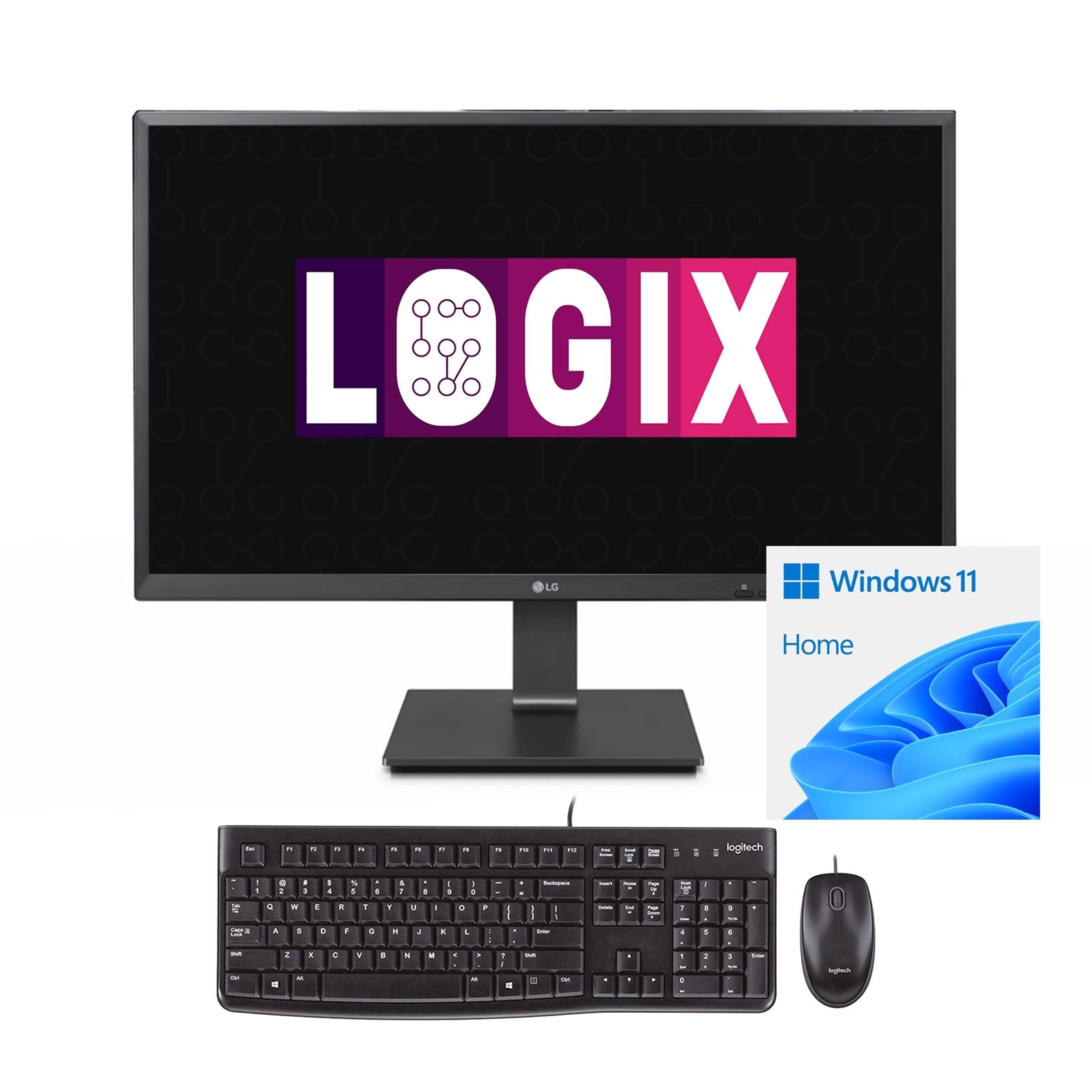 LOGIX 27 Inch Full HD Intel Quad Core All-in-One AiO Desktop PC with IPS Screen, 512GB M.2 SSD, 12GB DDR4, Integrated Graphics, USB-C, DisplayPort, HDMI, Webcam, Height Adjust, Speakers, VESA, FREE Logitech Keyboard & Mouse with Windows 11 Home-PCR Business Solutions Ltd